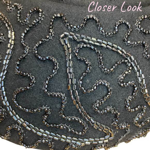 1940s Black Beaded Calot Hat Pinehurst Fifth Ave Cocktail Hat main image 9